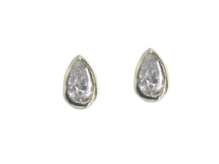 Cassiopeia Pear Cut Diamond Stud Silver Earrings Hot on Sale