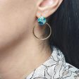 18ct Gold Plated Round Hoop Turquoise Gemstone Earrings Discount