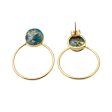 18ct Gold Plated Round Hoop Turquoise Gemstone Earrings Discount