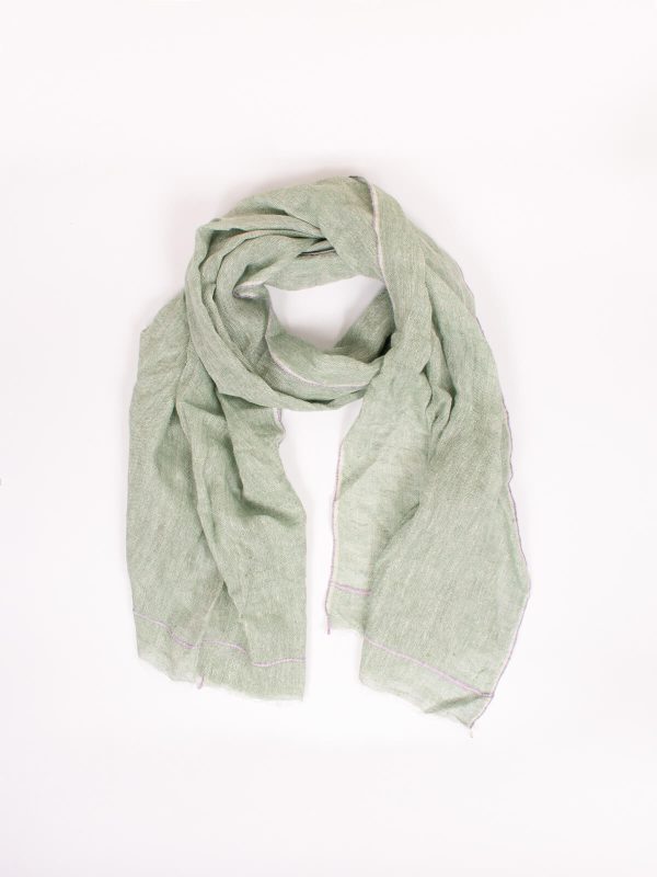 Linen Scarf, Sage and Lilac For Discount