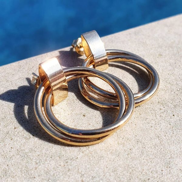 18ct Gold Plated  Dual Hoop Earrings Online now