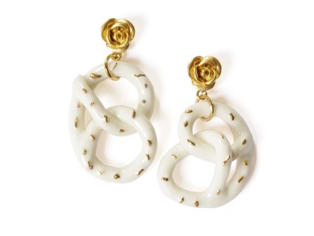 Golden Rose And Salted Porcelain Pretzel Earrings Hot on Sale