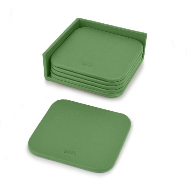 Sea Green Small Leather Coasters Set Hot on Sale