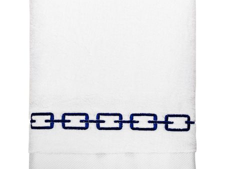 Navy Chain Embroidery Bath Towel Online