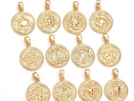 18ct Gold Plated Zodiac Pendant Charms Supply