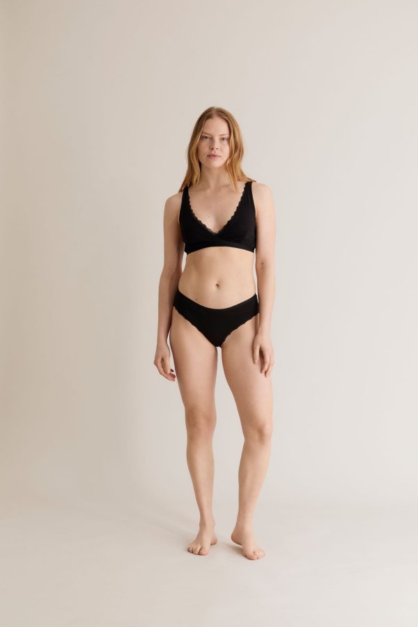 PALOMA Lace Briefs - GOTS Organic Cotton Black Online now