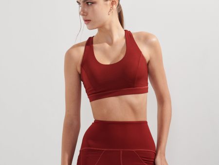 AirRise Criss Cross Back Sports Bra - Wine Red For Discount