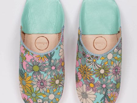 Margot Floral Babouche Slippers, Duck Egg Sale