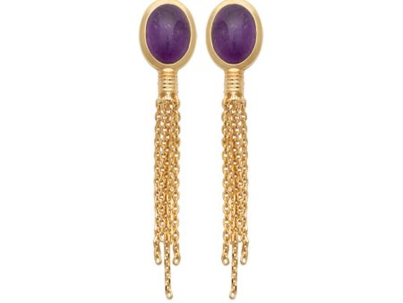 18ct Gold Plated Genuine Purple Amethyst Earrings For Cheap