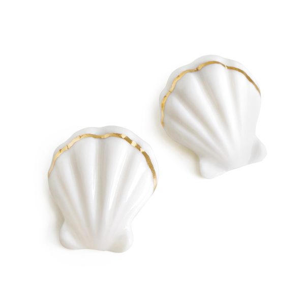 Porcelain Clam Shell Clip-On Earrings For Discount