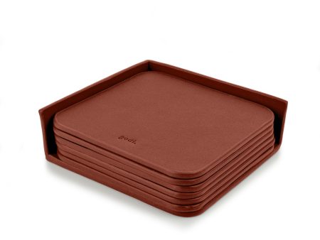 Rust Brown Large Leather Coasters Set Online Hot Sale