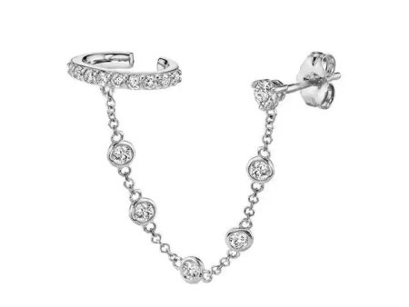 Crystal Chain Earring - Silver Hot on Sale