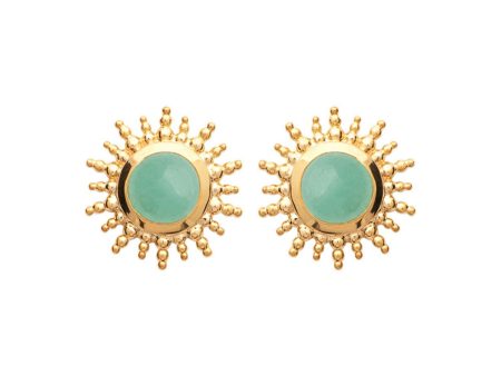 18ct Gold Plated Aventurine Healing Stone Earrings For Discount