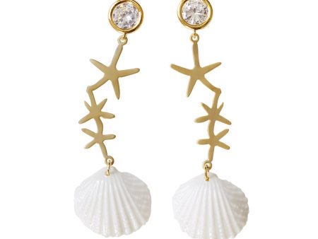 Crystal Star Porcelain Seashell Earrings Supply