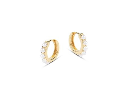 Laura Mini Hoop Earrings with Pearls Online Sale