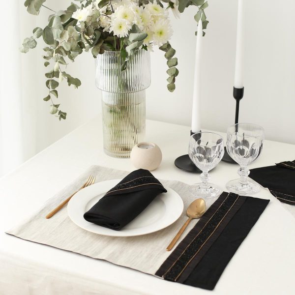 Black Flake Linen Napkins (Set of 2) Hot on Sale