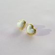 Porcelain Pearly White Heart Stud Earrings on Sale