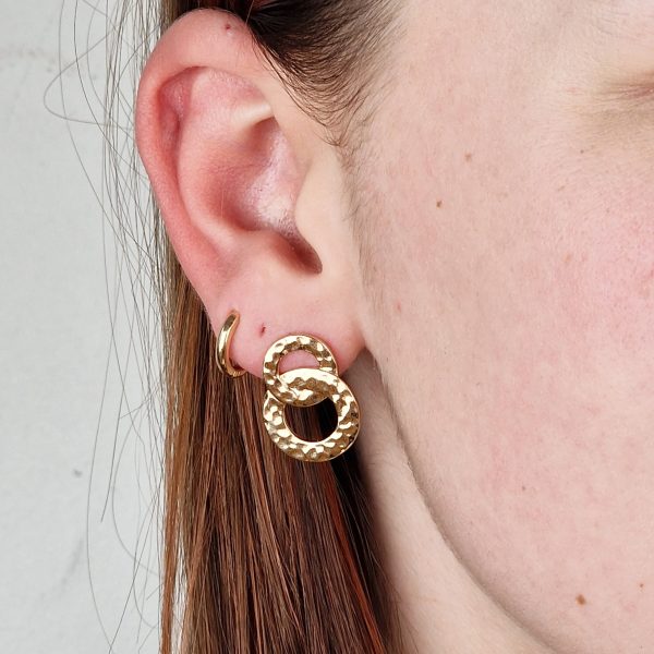 18ct Gold Plated Double Hoop Drop Earrings Online