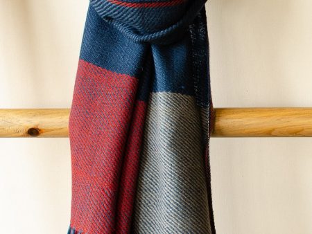 100% SOFT WOOL STOLE UK -DYED WITH MADDER AND INDIGO Sale