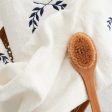 Navy Blue Petals Embroidered Bath Towel Hot on Sale