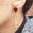 18ct Gold Plated Garnet Red Dangle Earrings Sale