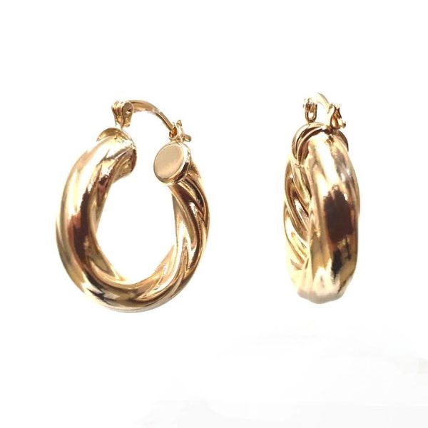 18ct Gold Plated  Brush Hoop Earrings Fashion