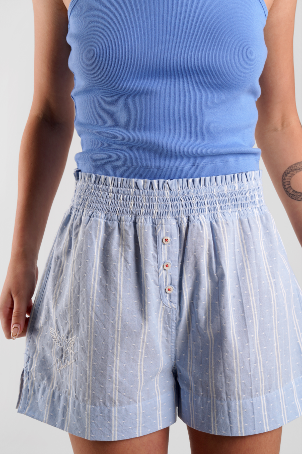 Lomandra beach stripe ethical-cotton pyjama shorts - Mountain Blue Online Hot Sale