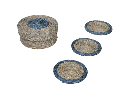 Granite Blue Trim Lutindzi Grass Coaster Gift Set on Sale