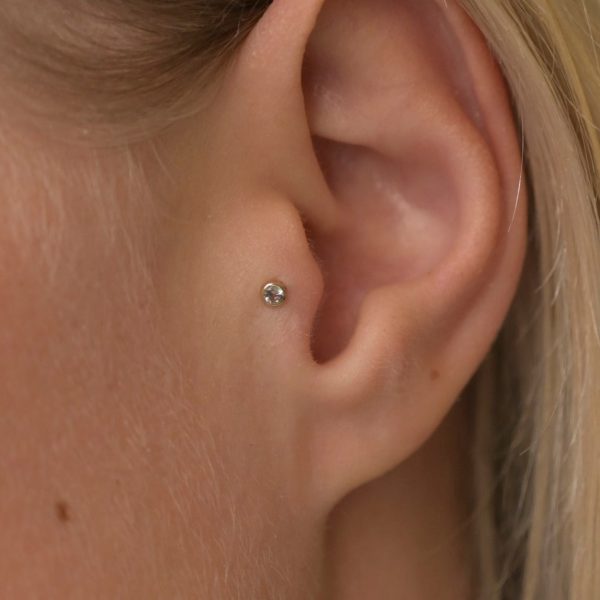 18ct Gold Delicate Gemstone Tragus Stud on Sale